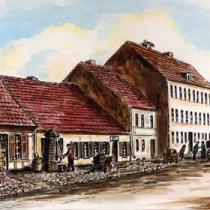 Budynek poczty w Szczecinku ok. 1850 r. - rys. Wł. Fijałkowski 